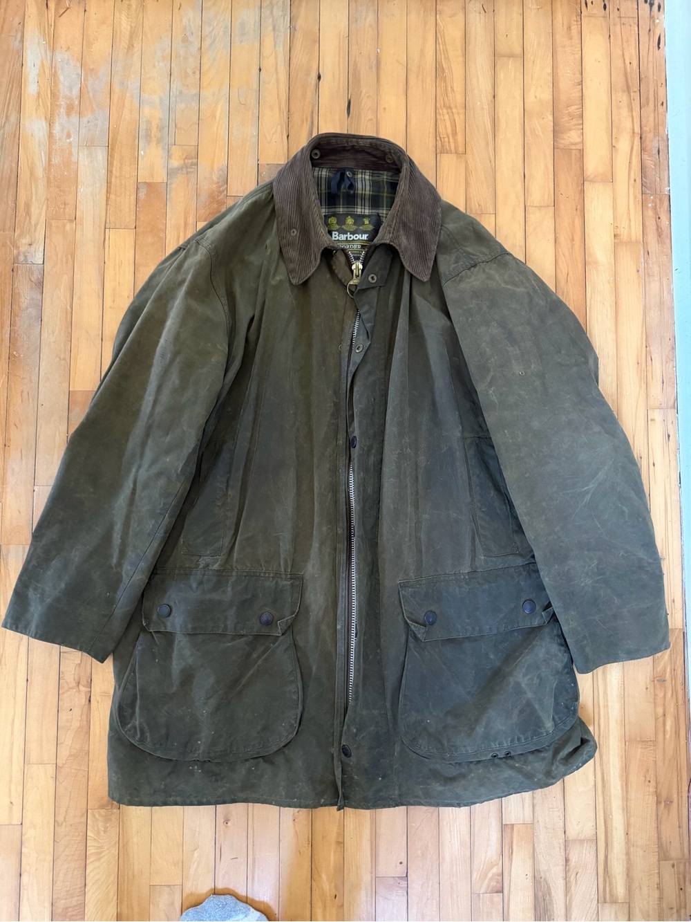 Barbour Olive Green Waxed Cotton Military Field Jacket